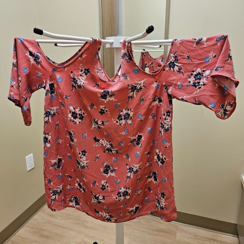 Maternity Motherhood Floral Cold Shoulder Top with Matching Tie